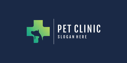 Obraz premium Pet care icon logo design with creative element concept Premium Vector
