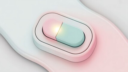Close up of a futuristic smart device or button with glowing effect