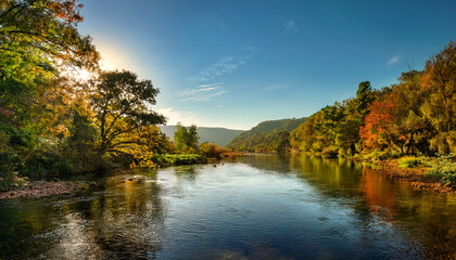 Tranquil Riverscapes Adorned With Vibrant Foliage And Serene Reflections For Nature Enthusiasts And Landscape Lovers