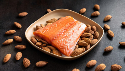 Organic Breakfast Or Lunch Salmon Fillet Almonds