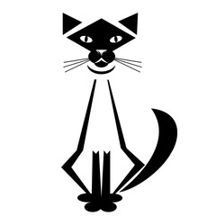 Stylized line drawing of Siamese cat