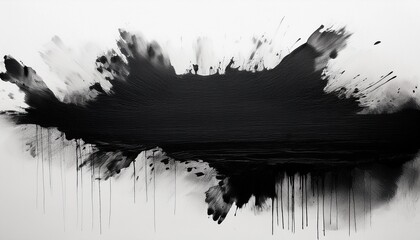 abstract horizontal black ink blot with varying intensity on a white background creating a textured gradient effect