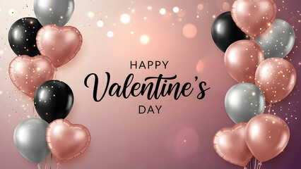 Happy valentine's day celebration with heart balloons