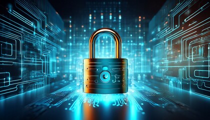 metallic padlock symbolizes robust digital security protection for sensitive online data
