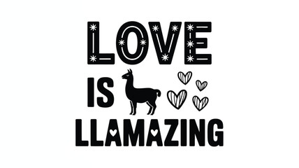 Love is llamazing: a playful design featuring a cute llama and hearts for affection Vector