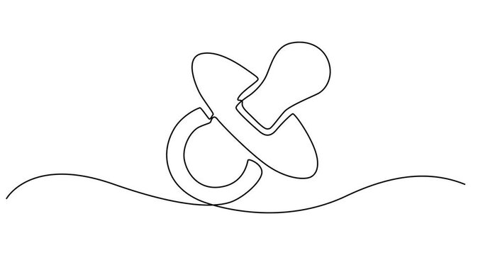 Animated self drawing of  Pacifier for baby. Continuous line one drawing. Vector illustration. Simple line illustration, Pacifier for baby. Continuous line one drawing. Vector Animated, motion, video,