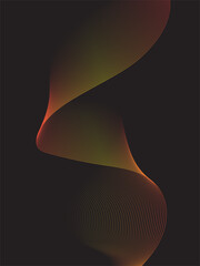 Abstract Glowing Ribbon Lines with Warm Gradient Hues on Dark Background