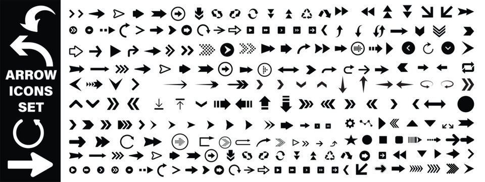 Arrow icons set. Arrow collection. Simple arrow big set. Collection different Arrows on flat style for web design or interface Arrow  big set design Vector illustration