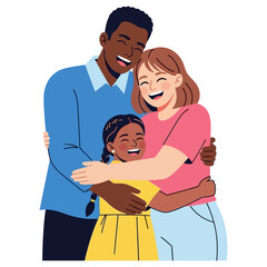 Obraz premium Happy Multiracial Family Embracing with Joyful Expressions.