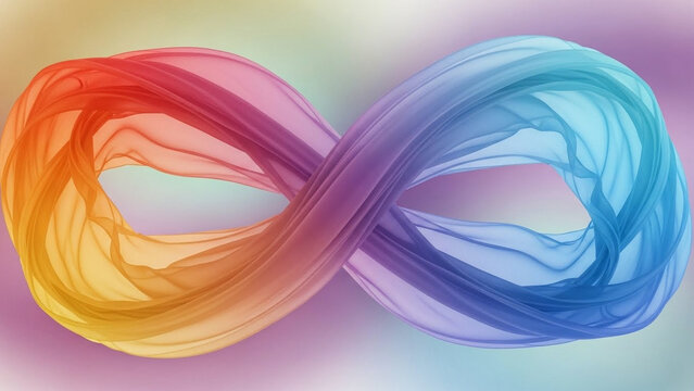 Abstract infinity symbol made of soft colorful ribbons.