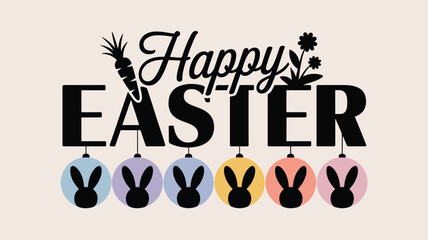 Happy easter greeting with decorative bunny ornaments and cheerful spring elements Vector
