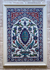 Iznik ceramic tile art with traditional turkish design