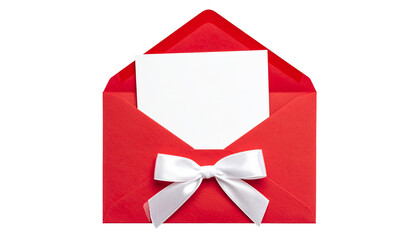 Red envelope with ribbon isolated on a transparent background.