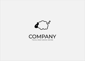 Modern Minimalist Vector Logo Design Featuring a Creative Black and White Sheep Silhouette with a Cloud-Like Thought Bubble Body for Dream or Sleep Branding © Rusa
