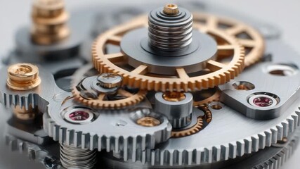 Intricate mechanical watch gears in motion closeup