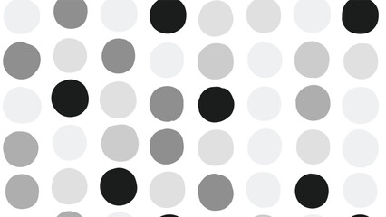 Fototapeta premium Simple and modern seamless polka dot pattern background with circles in various shades of black, white, and grey colors.