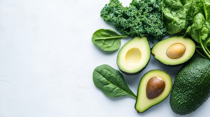 Avocado spinach and kale composition for healthy eating
