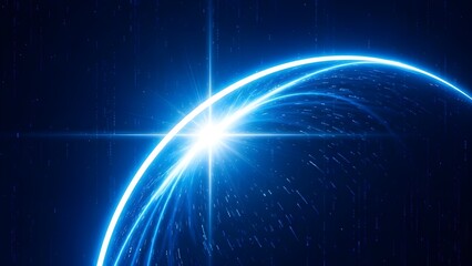 Ancient cosmic event with radiant light beam in deep space