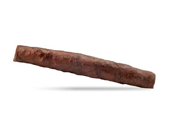 Italian Tuscan cigar with a large belly, robusto type. Isolated on white with clipping path included.