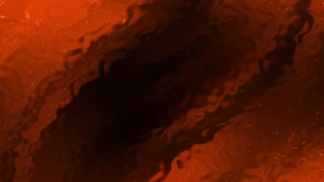 Dynamic abstract background featuring a dark orange liquid with flowing, wavy textures and darker shadowy areas. Offers a sense of movement and depth, suitable for various abstract or thematic visual.