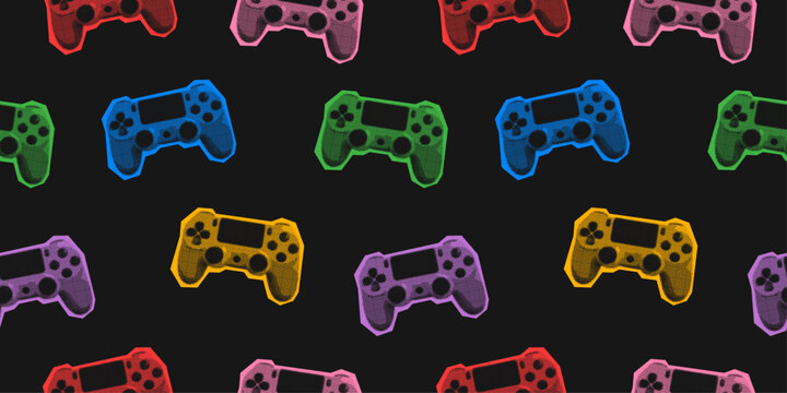 Vintage retro background with dot effect joystick element. Halftone game concept design print pattern for textile, fabric, wrapping paper.