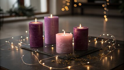 christmas candles on a table