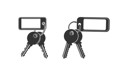 House key icons with blank keychain tags for security and real estate concepts