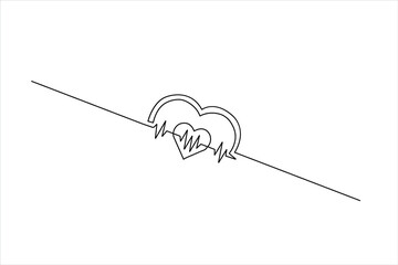Continuous line drawing of a heart and an audio frequency wave