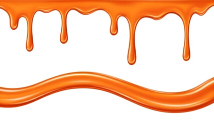 Delicious flowing caramel or honey dripping with a smooth wavy liquid stream