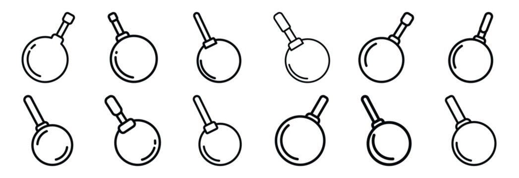 Set of outline icons wrecking ball . construction simple line isolated icon set collection
