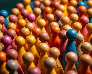 Title: Colorful origami cranes on wooden table with bokeh background