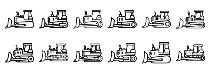 Set of outline icons bulldozer  simple . construction simple line isolated icon set collection © SreeAtul