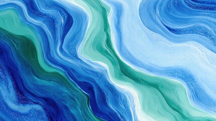 Abstract flowing design in shades of blue and green textured background