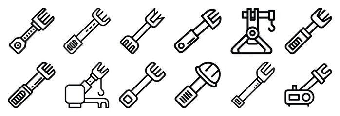 Obraz premium Set of outline icons equipment maintenance . construction simple line isolated icon set collection