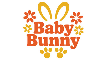 Baby bunny retro design with cute ears, paws, and floral accents for children's products Vector