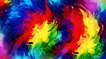 Vibrant abstract artwork with colorful swirling patterns and textures