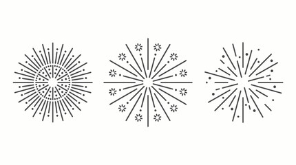 Obraz premium Vector Starburst Icon Set – Three Symmetrical Radial Designs with Dots and Stars for Celebration, Emphasis, and Decorative Graphic Templates