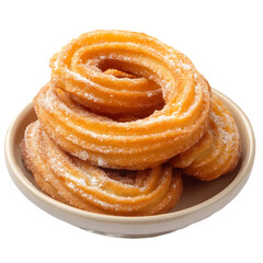 Fototapeta premium Crispy ring churros dusted with sugar a sweet fried dough pastry snack perfect for dessert or breakfast