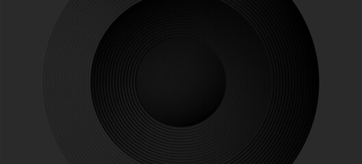 Abstract black glowing geometric lines modern shiny gray circle lines pattern, Modern black gray gradient rings