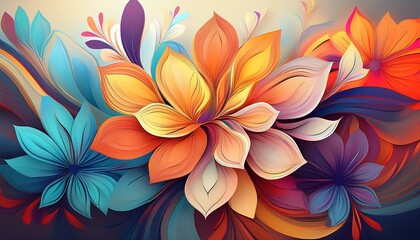 colorful floral art with abstract flower shapes and soft background