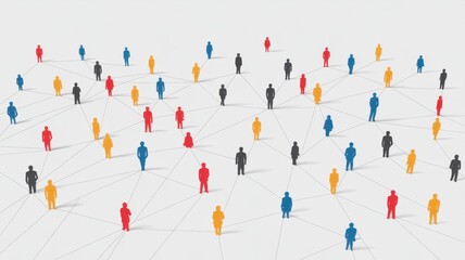 Connected Community: A network of diverse individuals, represented by colorful silhouettes, united in a digital and physical connection. A visual depiction of community, networking.