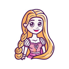 Rapunzel Character Coloring Page with Full Colored and Outline Styles for Art Fun