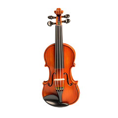 Fototapeta premium Acoustic violin with strings and bridge isolated on white background perfect for music education or performance concepts