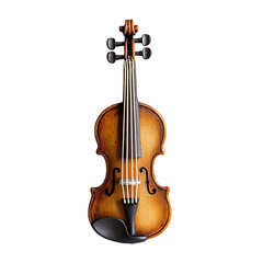 Fototapeta premium Acoustic violin with strings and tuning pegs a classic string instrument for music performance isolated on white