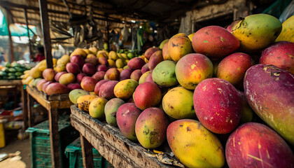 A sun kissed bounty of ripe mangoes