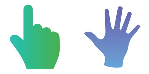 Obraz premium Hand gestures in green and blue colors