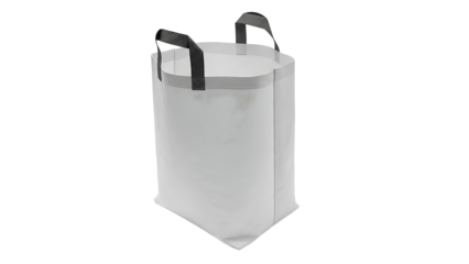 White Insulated Shopping Bag with Black Handles on White Background