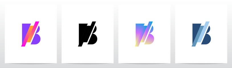 Stripes Diagonal Cut Letter in Half Initial Logo Design B