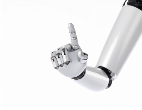 Robotic Hand Pointing Forward Isolated on White