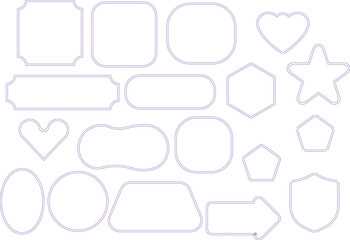 Fototapeta premium Light lavender outline shape set. Soft rounded panels for labels, badges, and UI layouts. Minimal vector elements for modern branding and interface design.